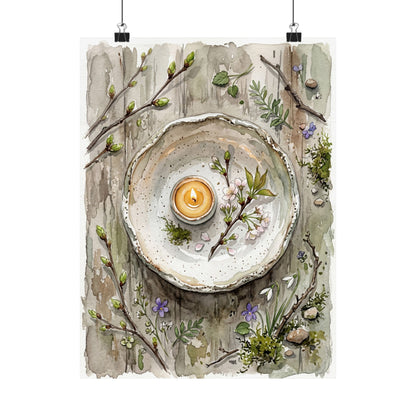 Spring Ceramic Bowl Watercolor Wall Art Print | Elegant Decor