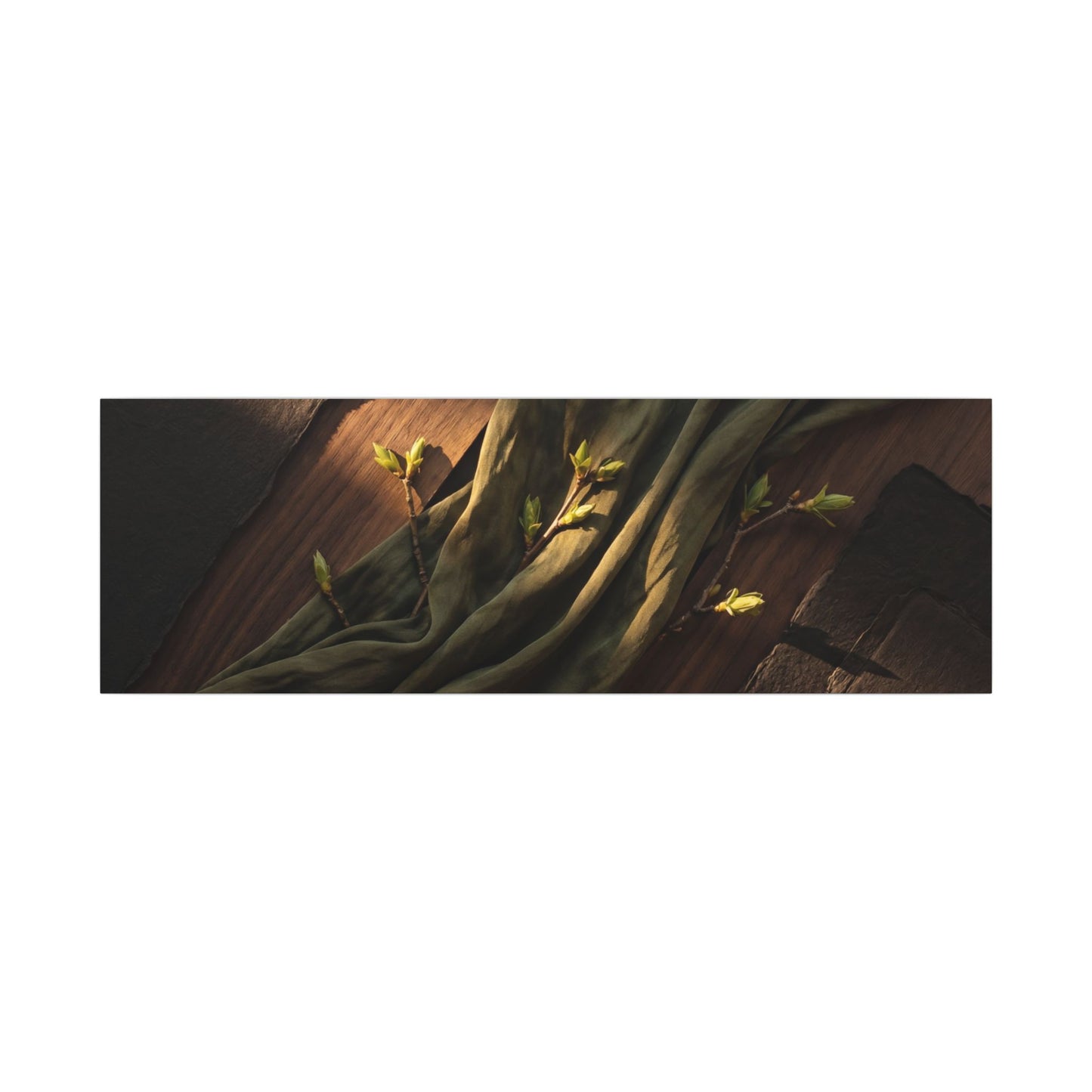 Silk Drape Canvas Art | Spring Dark Japandi Dark Texture Art