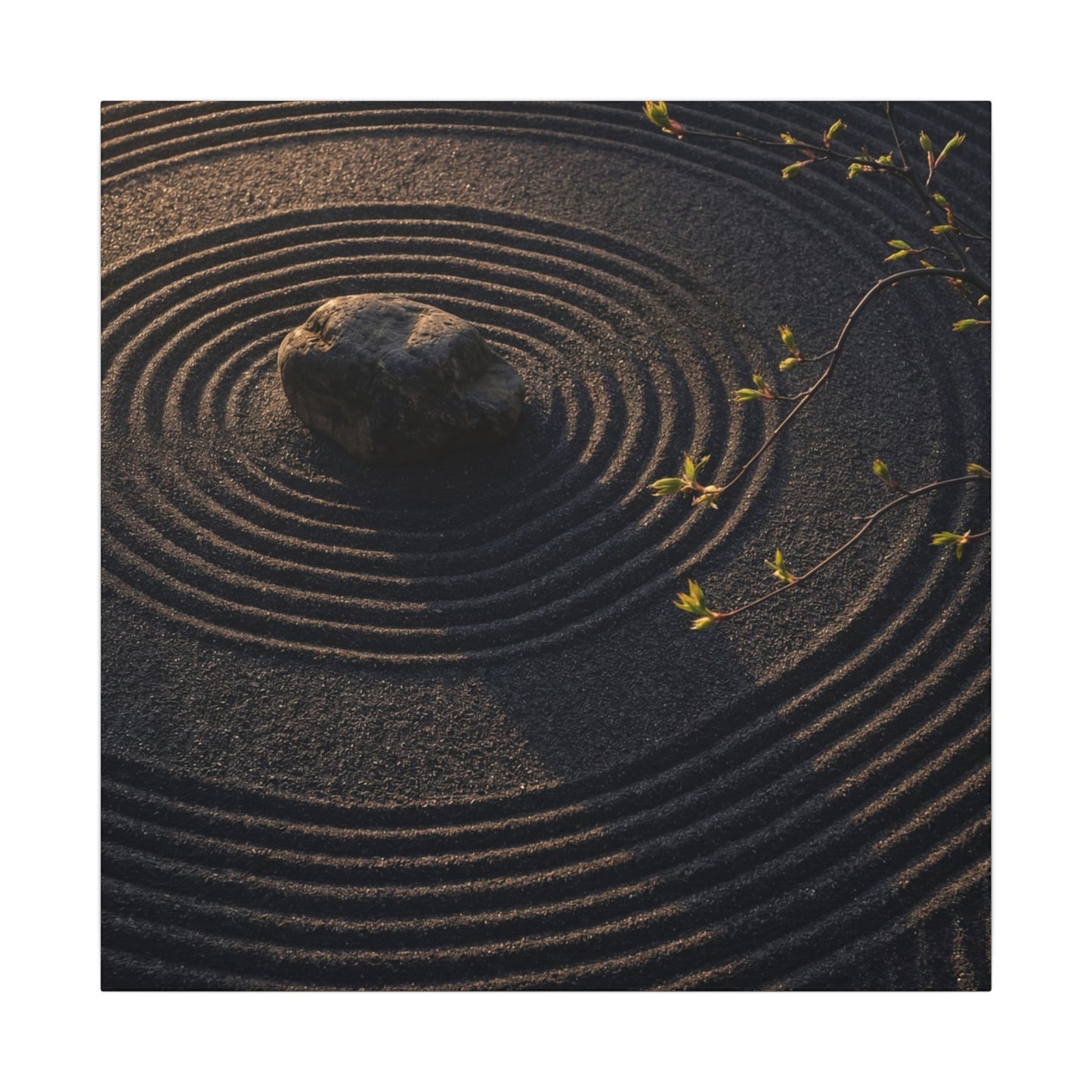 Rock Garden Shadow Zen Canvas Art | Bold Dark Japandi Art