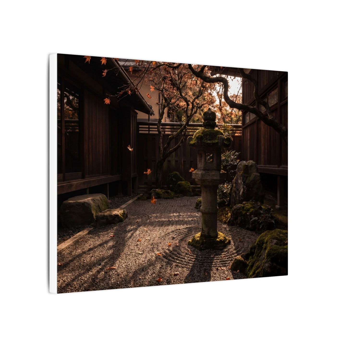Seijaku Stone Lantern Canvas Art - Dark Japandi Shadow Zen