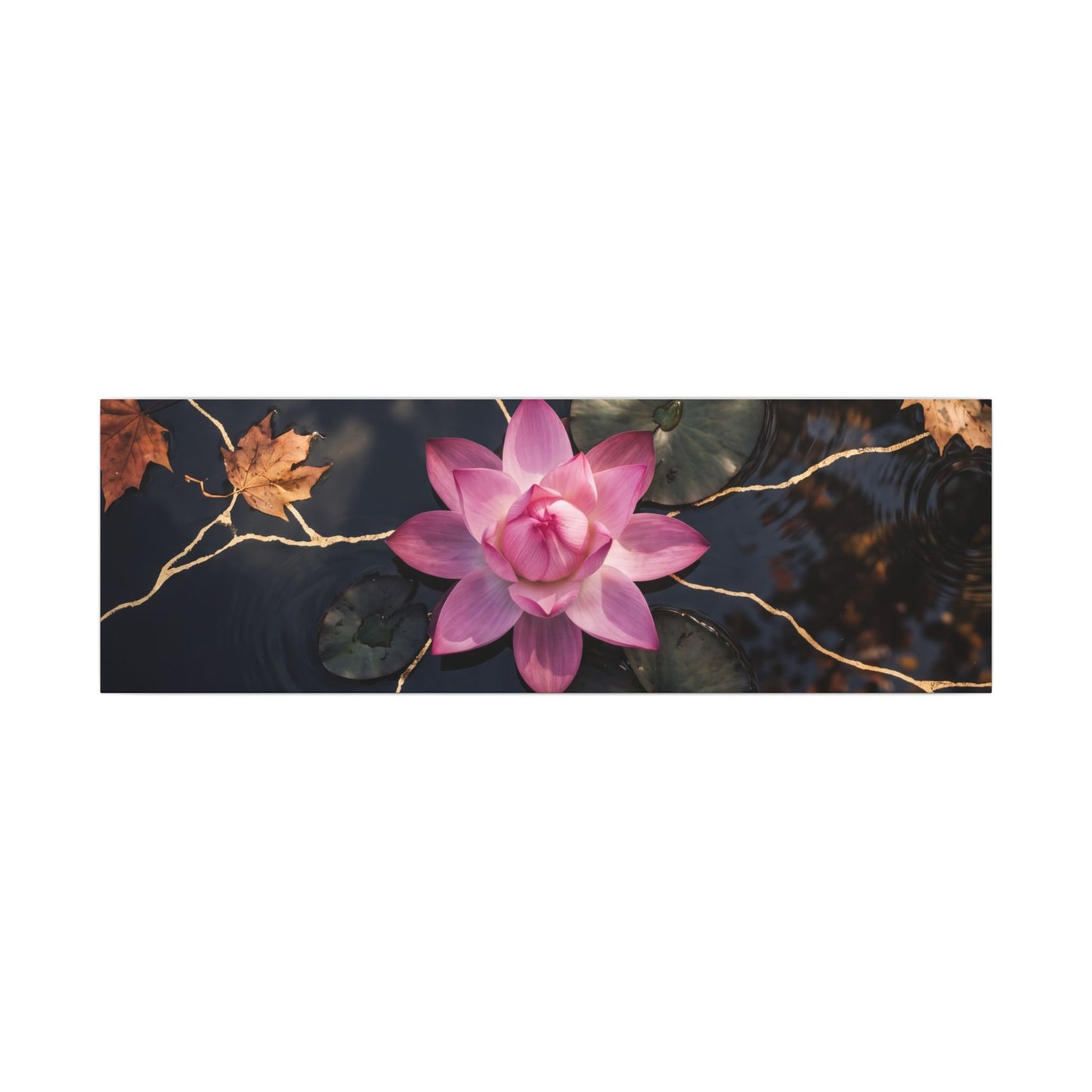 Ma Lotus Flower Canvas Art - Kintsugi Gold Vein