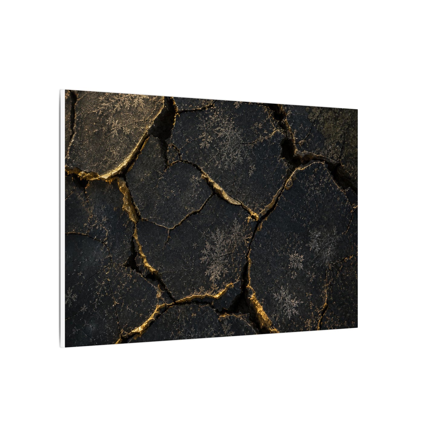 Cracked Earth Canvas Art | Winter Dark Japandi Shadow Zen Art