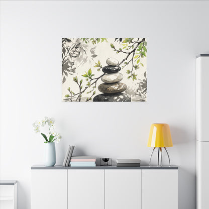 Spring River Stones Japanese Pattern Canvas Art | Elegant Decor