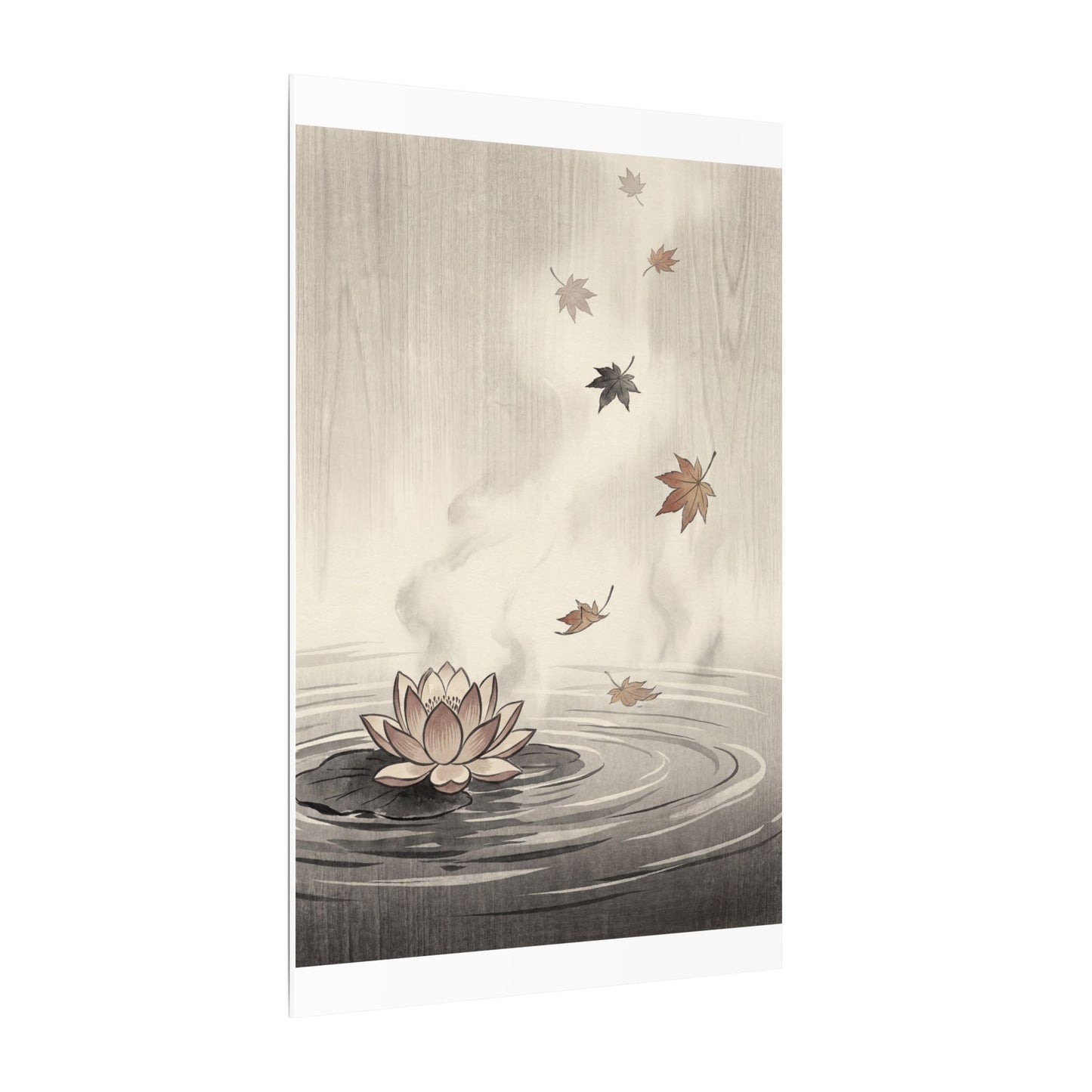 Lotus Flower Canvas Art | Autumn Zen Ukiyo E Inspired Art