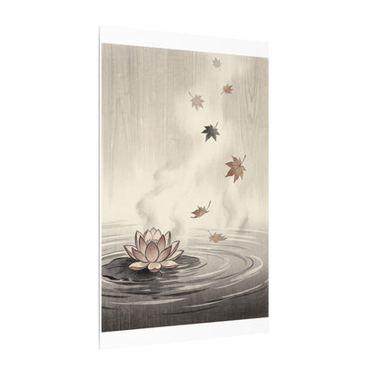 Lotus Flower Canvas Art | Autumn Zen Ukiyo E Inspired Art
