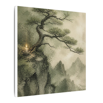 Candlelight Pine Tree Canvas Art - Japandi Kanso