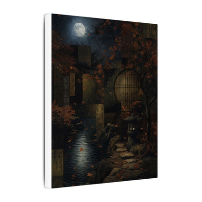 Moonlight Moonlit Garden Canvas Art - Dark Japandi Shibui