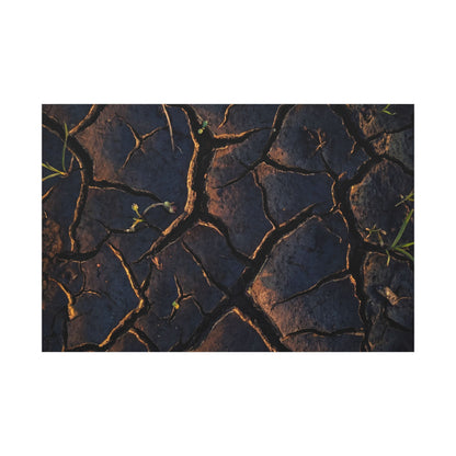 Cracked Earth Moody Minimal Canvas Art | Luxurious Dark Japandi Art