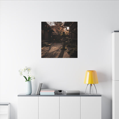 Seijaku Stone Lantern Canvas Art - Dark Japandi Shadow Zen