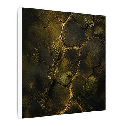 Shibui Cracked Earth Canvas Art - Dark Japandi Dark Texture