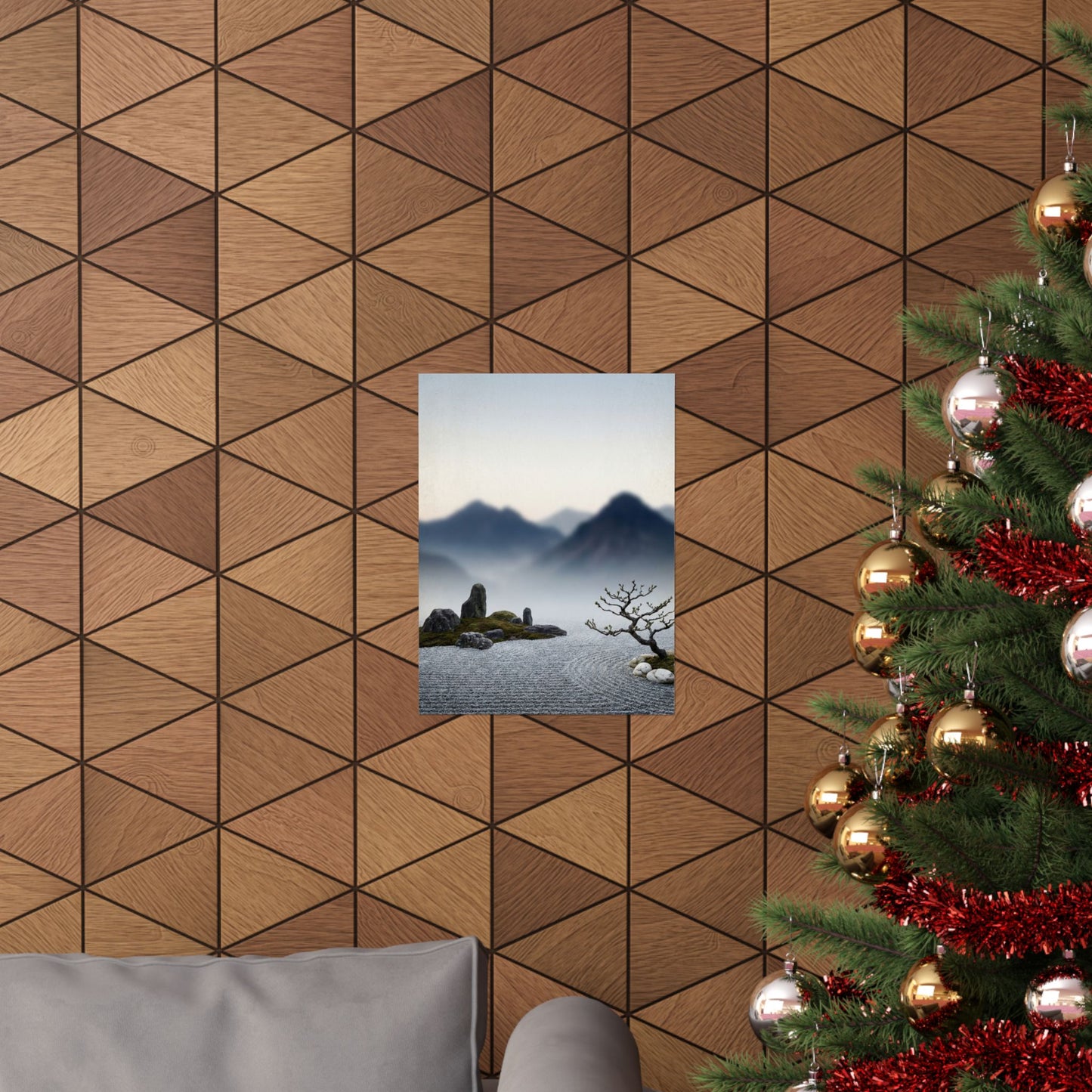 Dawn Mountain Mist Wall Art Print - Zen Shibui