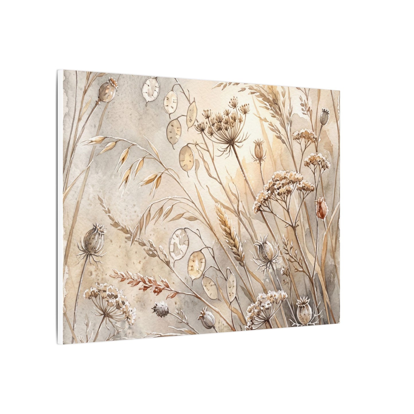 Winter Dried Flowers Watercolor Canvas Art | Warm Decor