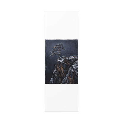 Dark Japandi Pine Tree in Dawn | Dark Texture Canvas Art
