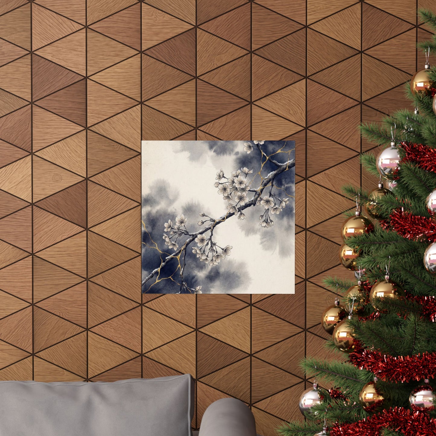 Beautiful Cherry Blossom Wall Art Print - Gold Vein Kintsugi