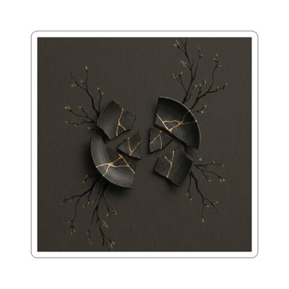 Bold Broken Pottery Sticker - Charcoal Ink Dark Japandi