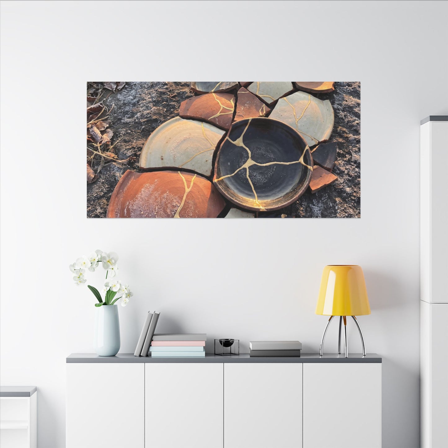 Winter Broken Pottery Gold Vein Canvas Art | Beautiful Decor