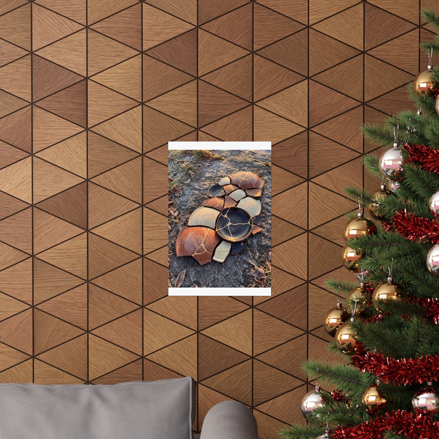 Winter Broken Pottery Gold Vein Wall Art Print | Philosophical Decor