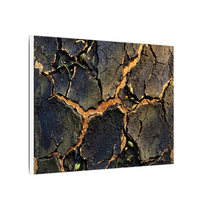 Cracked Earth Spring Canvas Art | Dark Japandi Atmospheric Design