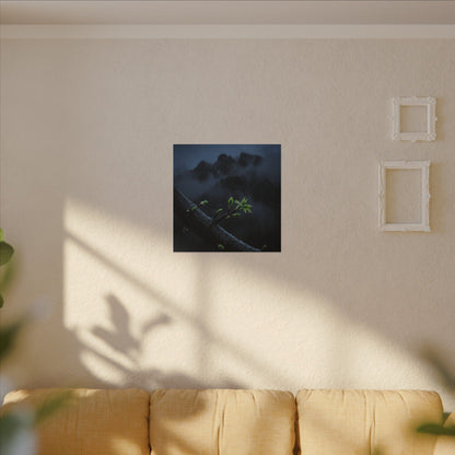 Moonlight Mountain Mist Canvas Art - Dark Japandi Kanso