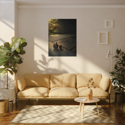 Dark Japandi Tea Ceremony in Golden Hour | Dark Texture Canvas Art