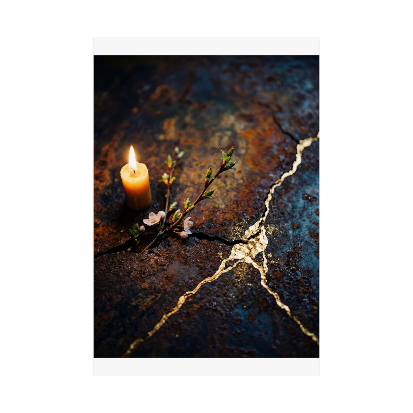 Beautiful Rust Patina Wall Art Print - Gold Repair Kintsugi