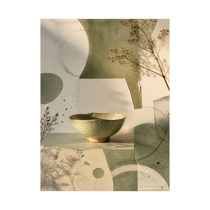 Ma Ceramic Bowl Wall Art Print - Japandi Minimal Line
