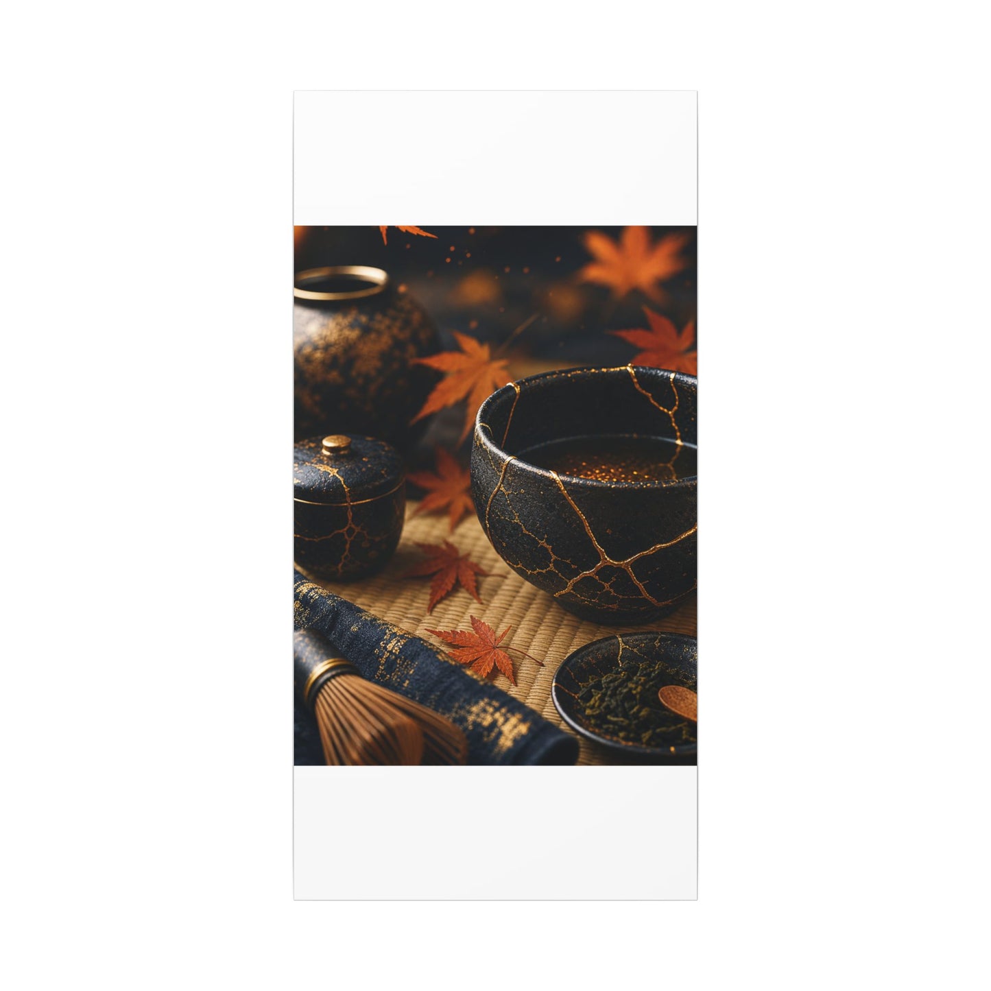 Seijaku Tea Ceremony Canvas Art - Kintsugi Gold Repair