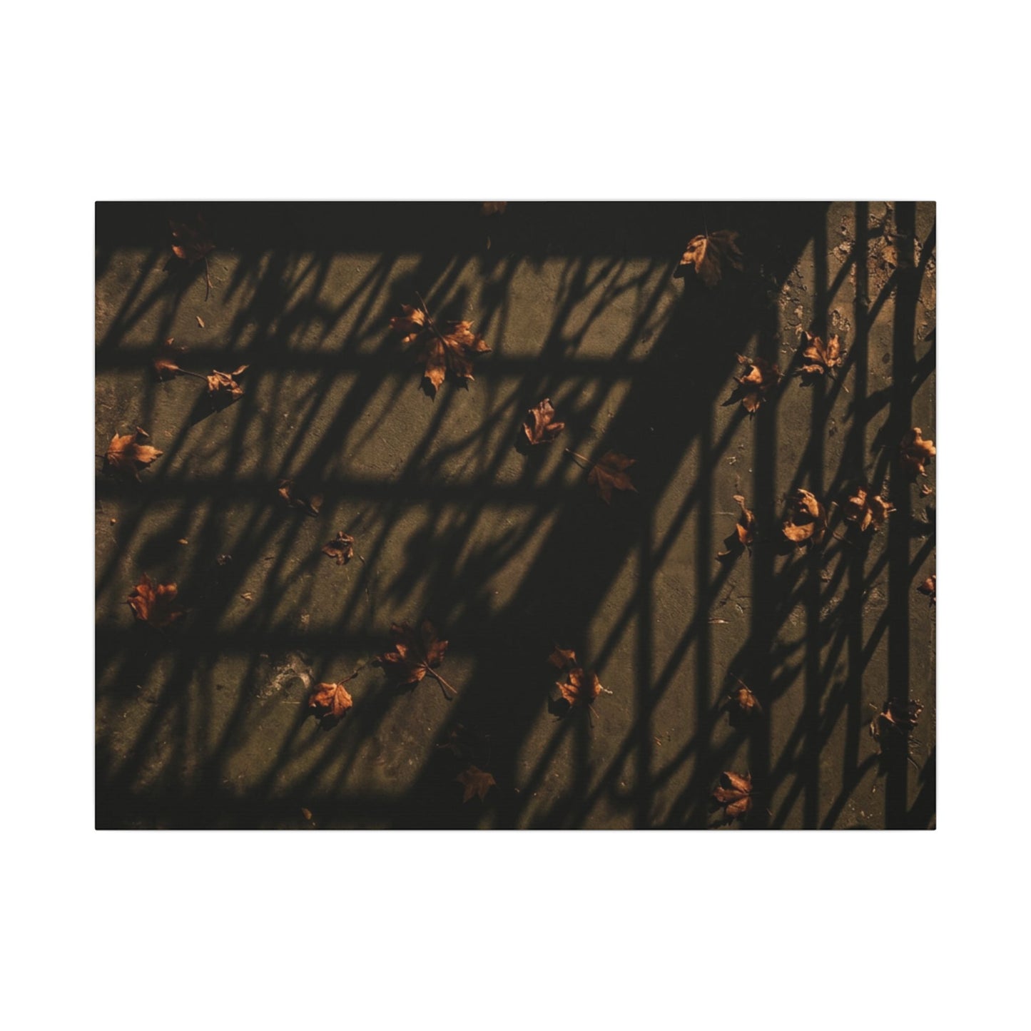 Shadow Play Canvas Art | Autumn Dark Japandi Moody Minimal Art Art Print