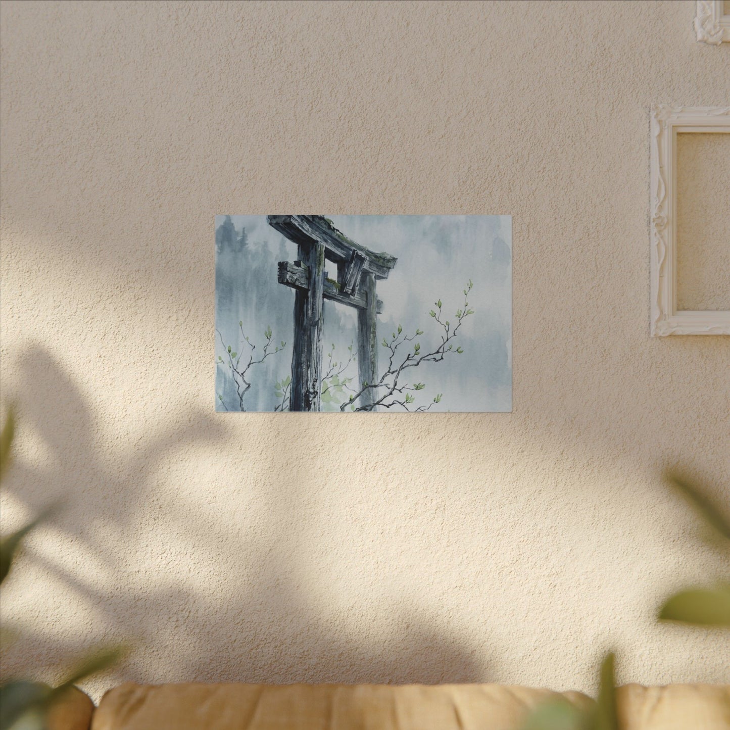 Torii Gate Canvas Art | Spring Zen Sumi E Art