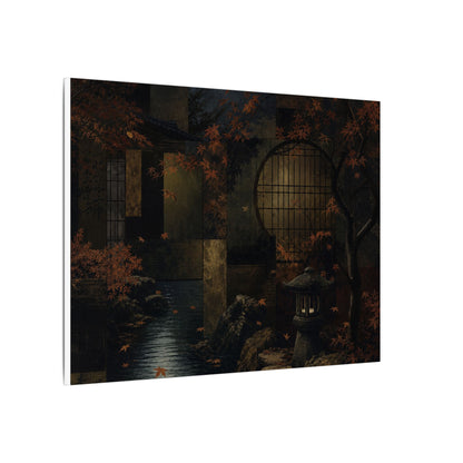 Moonlight Moonlit Garden Canvas Art - Dark Japandi Shibui
