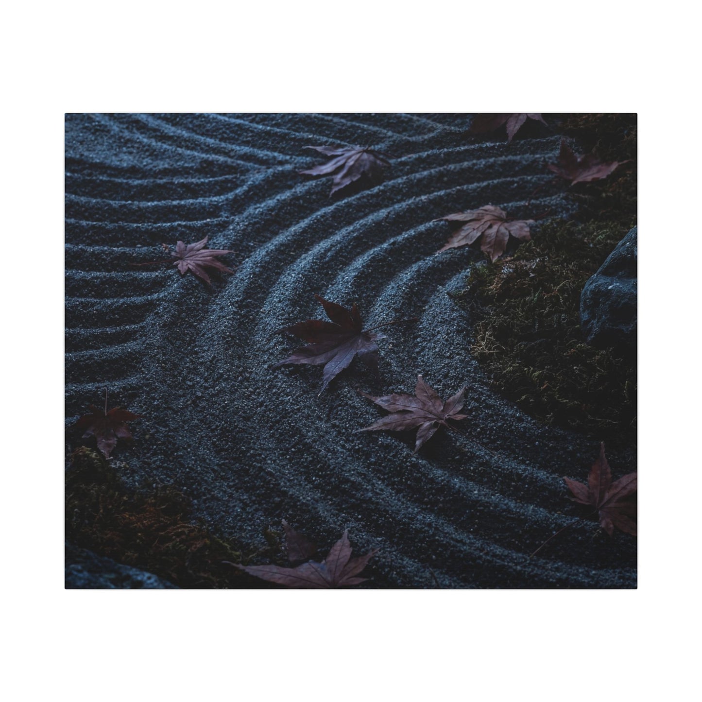Rock Garden Canvas Art | Autumn Dark Japandi Dark Texture Art