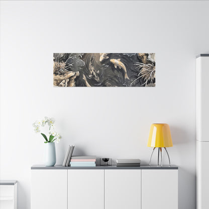 Koi Pond Canvas Art | Winter Japandi Japanese Pattern Art