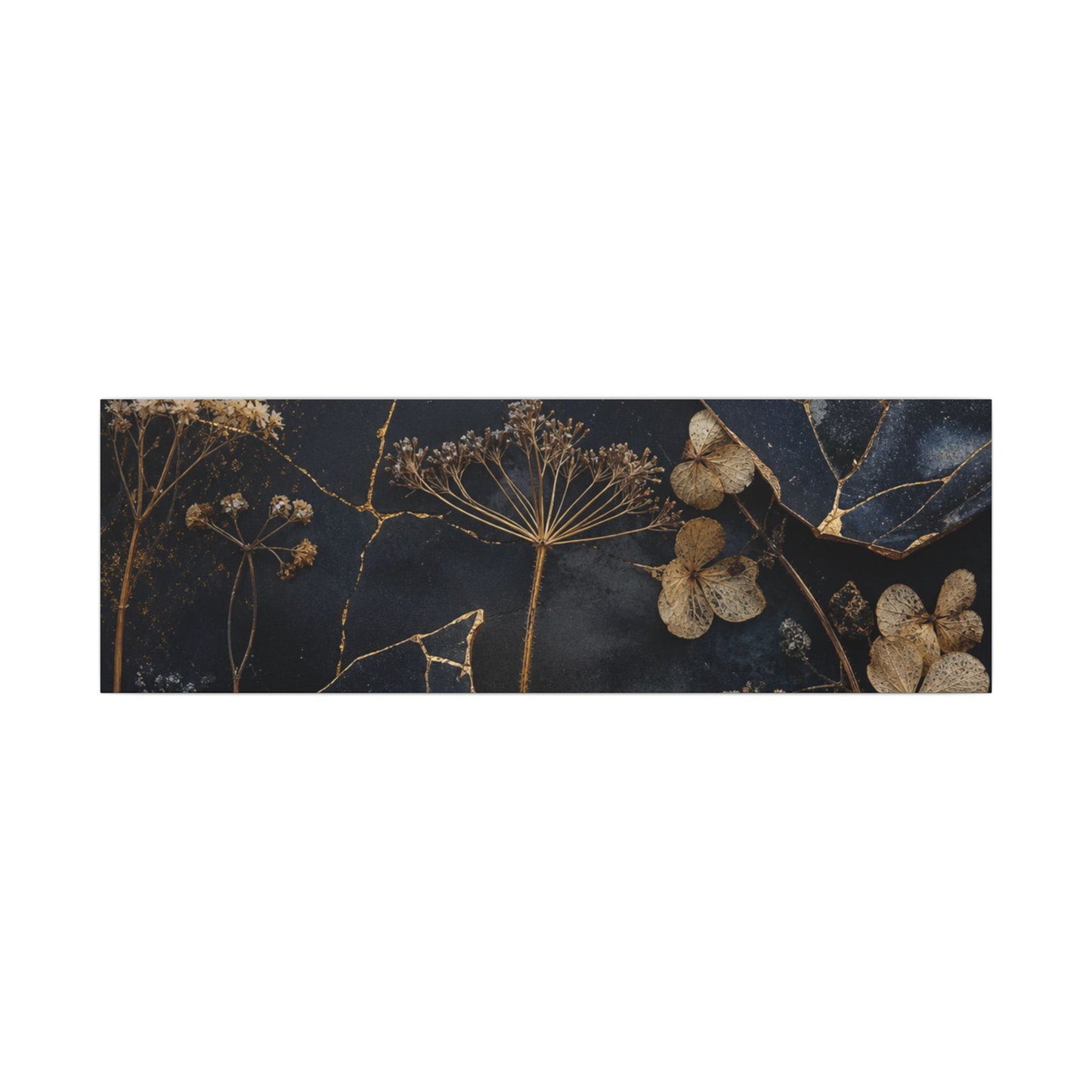 Philosophical Dried Flowers Canvas Art - Broken Beauty Kintsugi