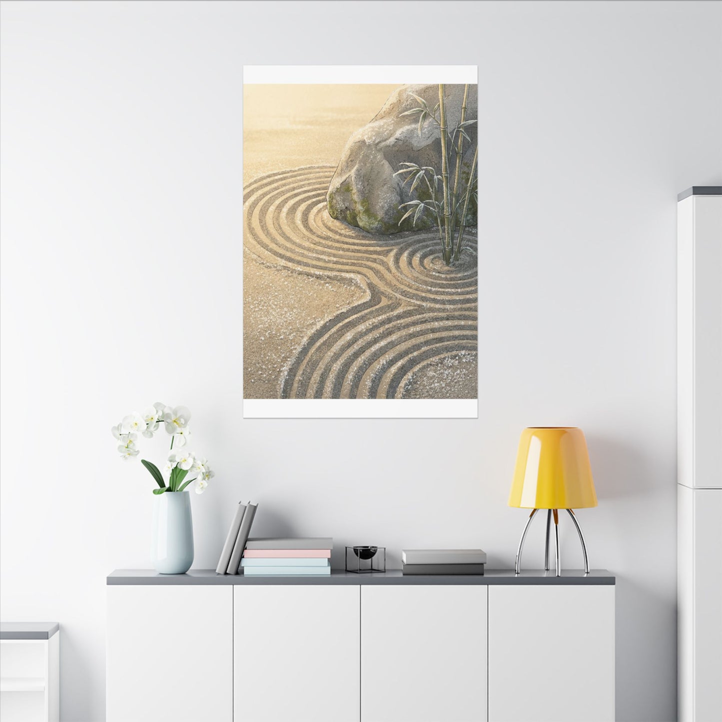 Rock Garden Winter Canvas Art | Zen Peaceful Design