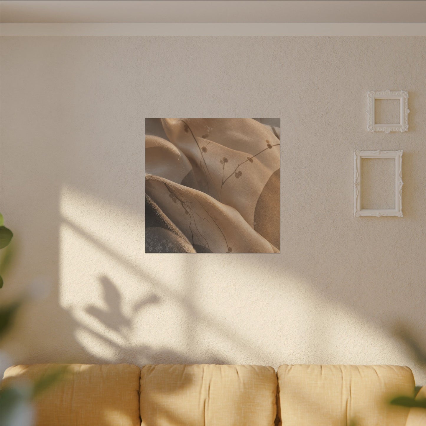 Japandi Silk Drape in Golden Hour | Japanese Pattern Canvas Art