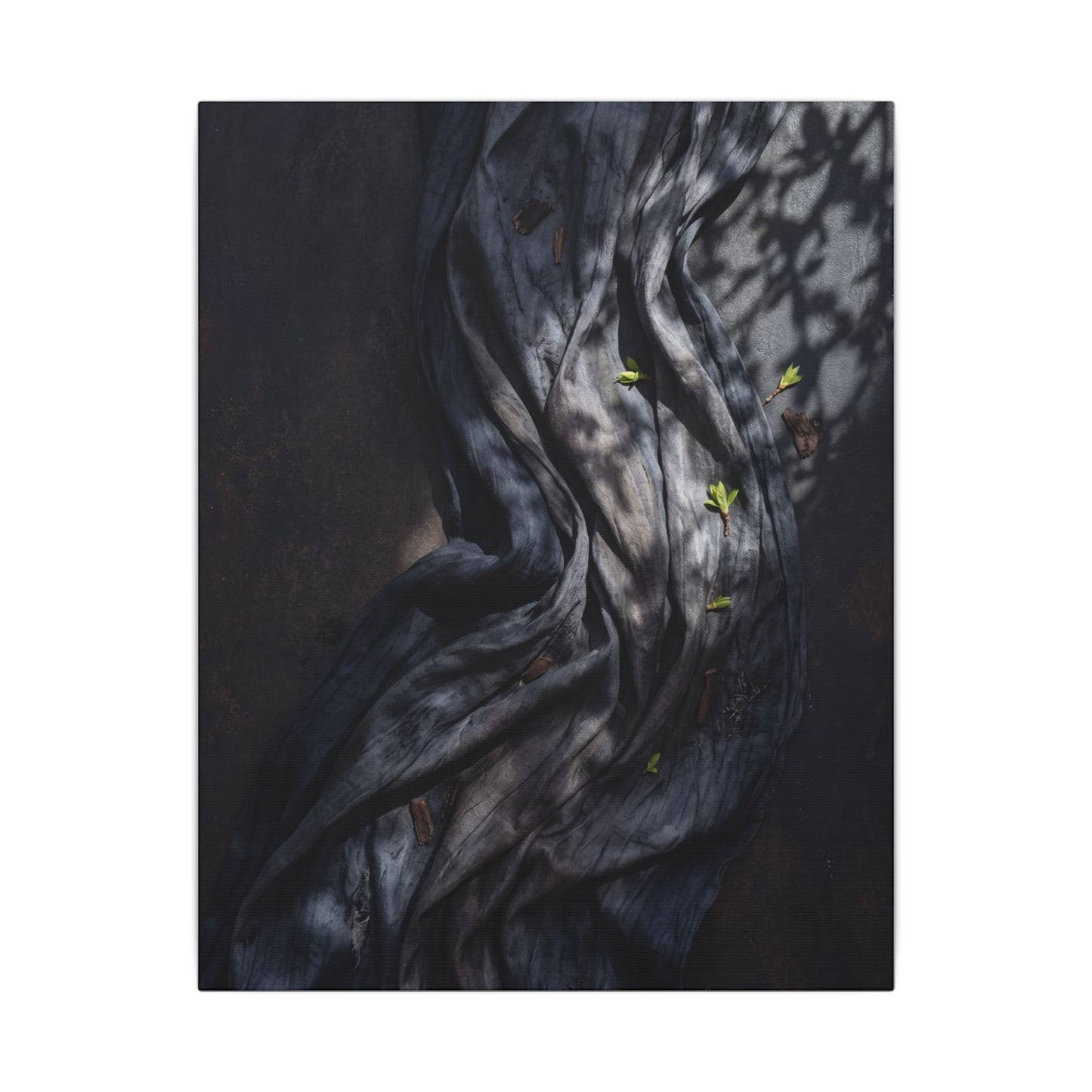 Seijaku Silk Drape Canvas Art - Dark Japandi Dark Texture