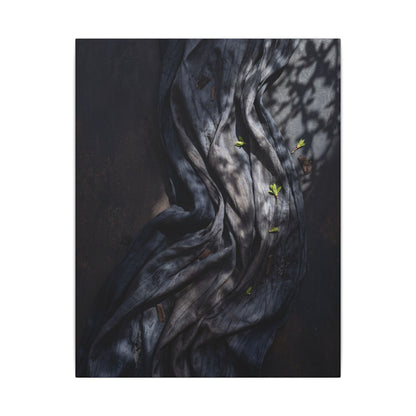 Seijaku Silk Drape Canvas Art - Dark Japandi Dark Texture