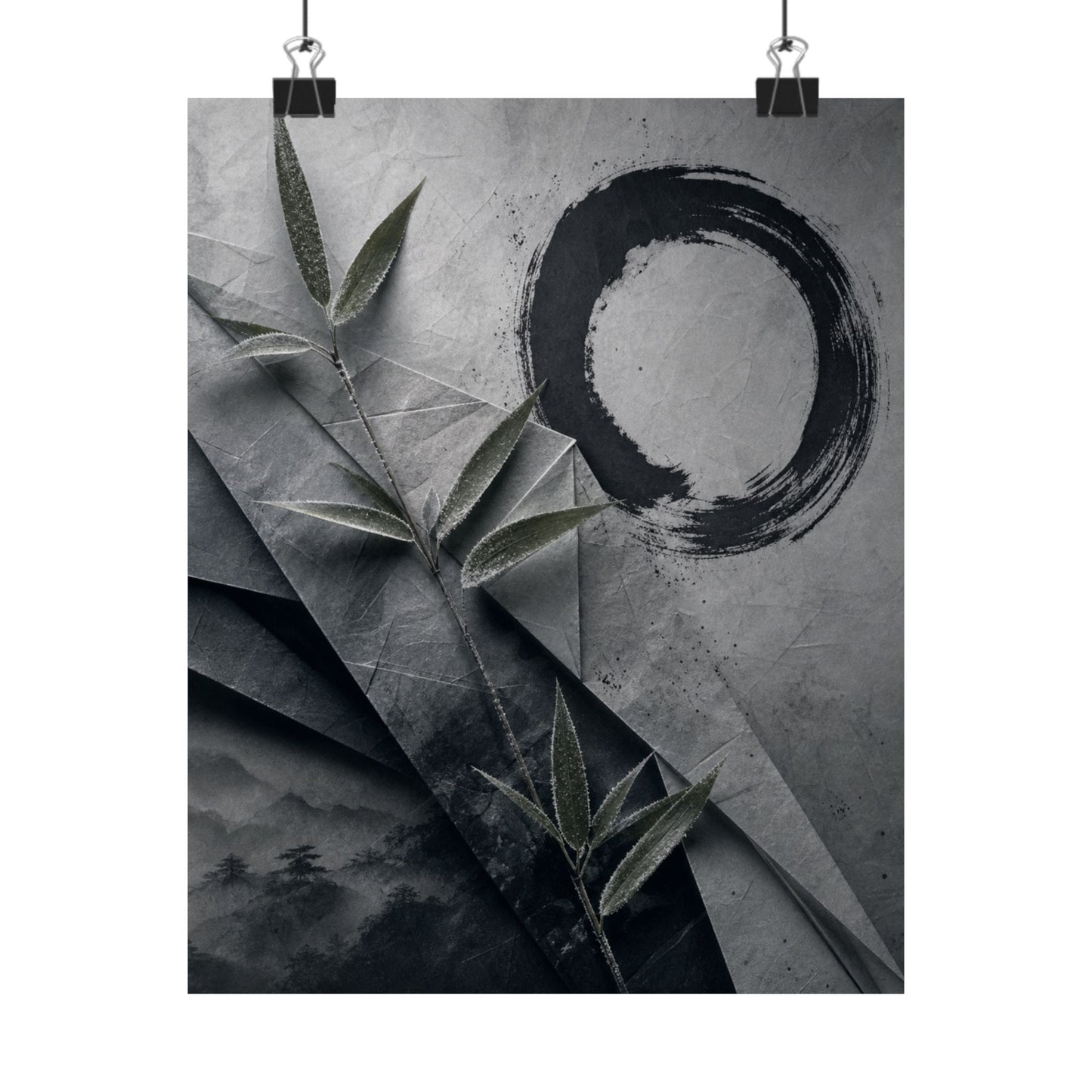 Winter Paper Fold Enso Wall Art Print | Tranquil Decor