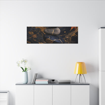 River Stones Autumn Canvas Art | Kintsugi Artful Design