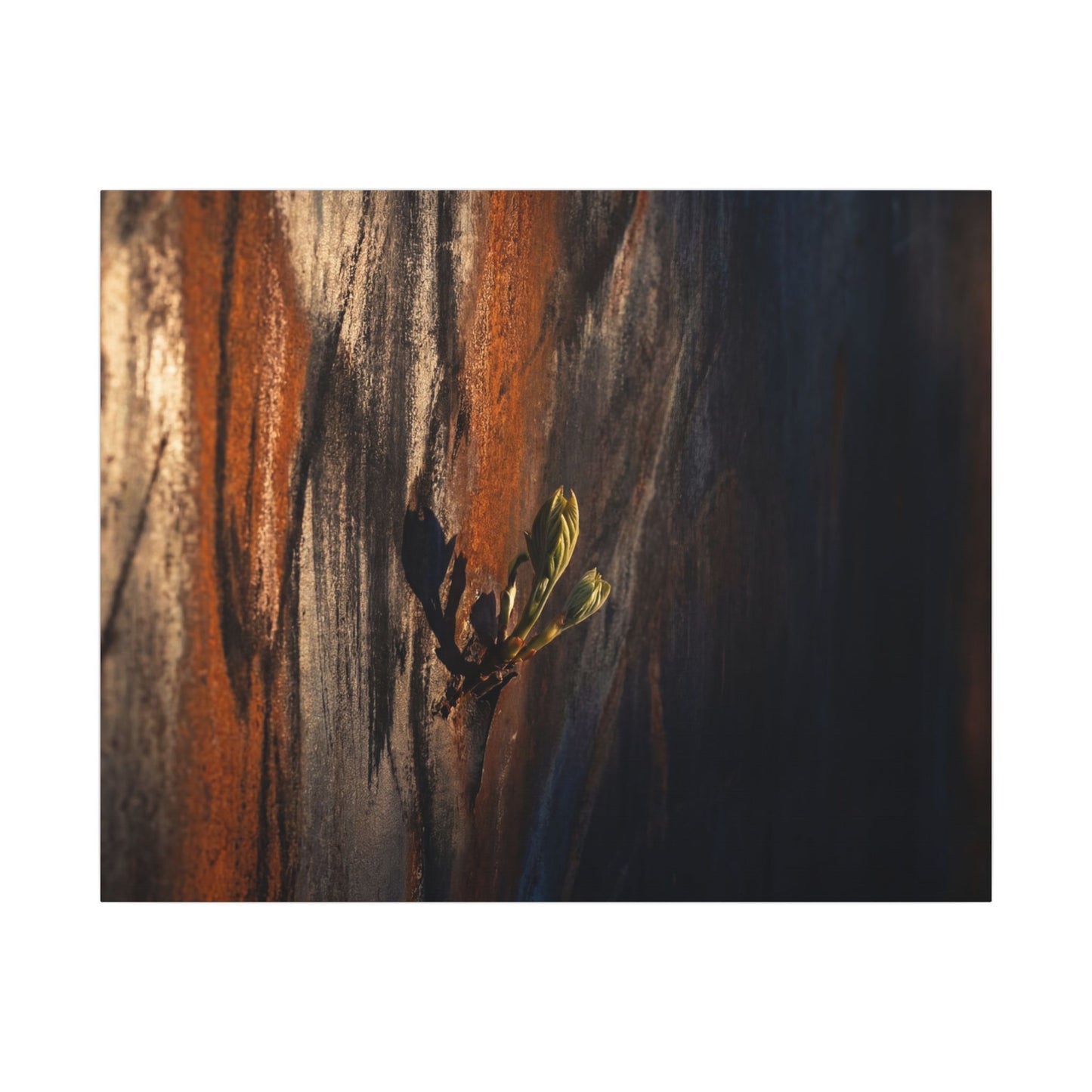 Rust Patina Charcoal Ink Canvas Art | Moody Dark Japandi Art