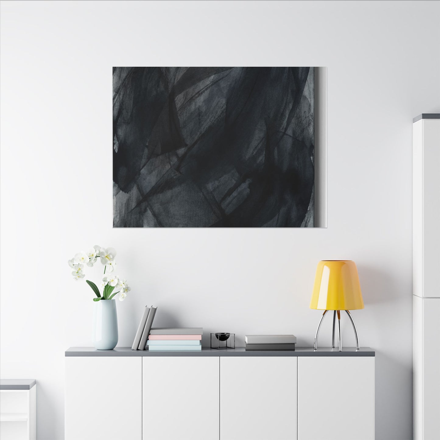 Deep Tones Dark Japandi Charcoal Canvas Art