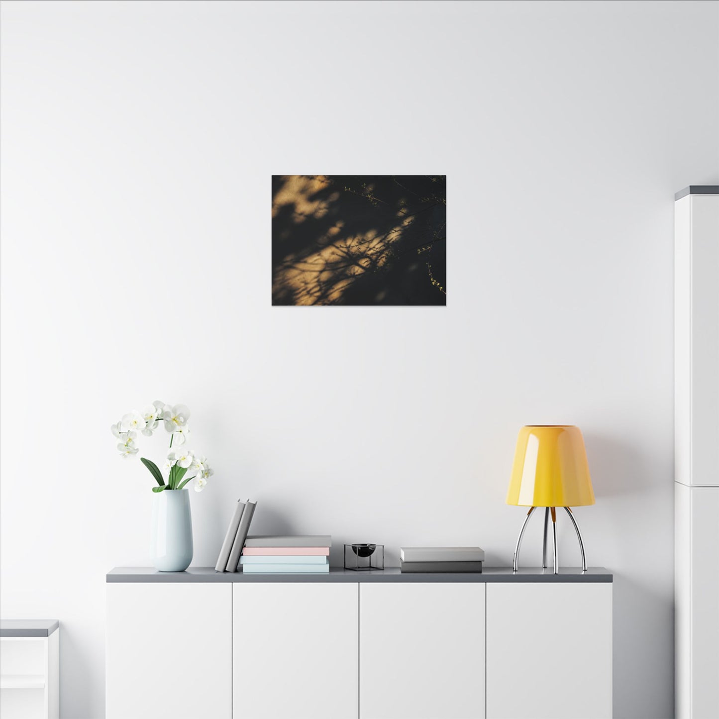 Moody Shadow Play Canvas Art - Moody Minimal Dark Japandi