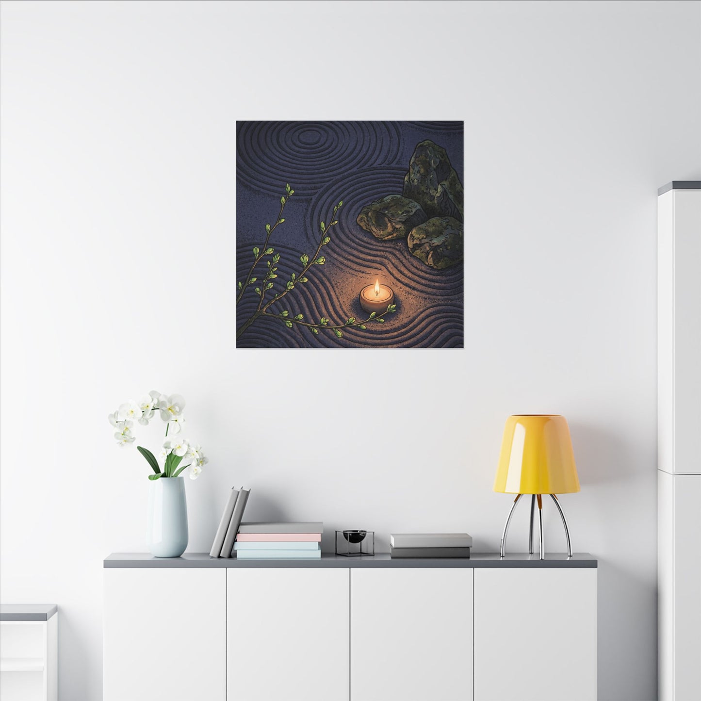 Mono No Aware Rock Garden Canvas Art - Zen Ukiyo E Inspired