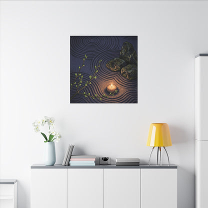 Mono No Aware Rock Garden Canvas Art - Zen Ukiyo E Inspired