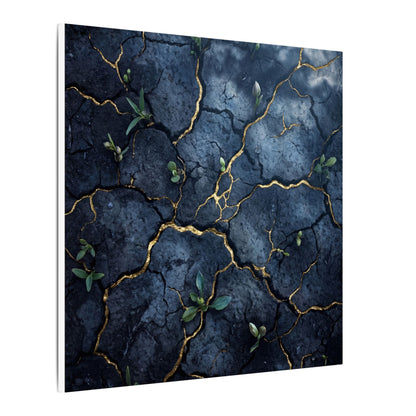 Cracked Earth Spring Canvas Art | Kintsugi Healing Design