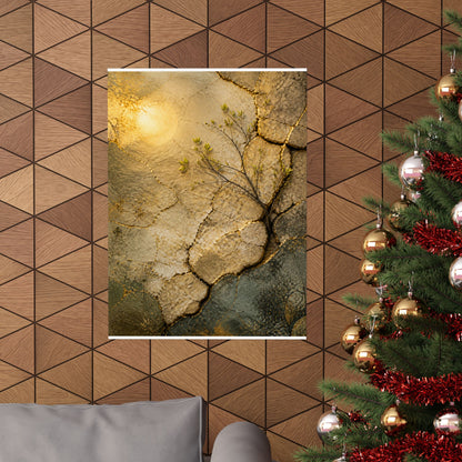 Cracked Earth Texture Wall Art Print | Earthy Japandi Art