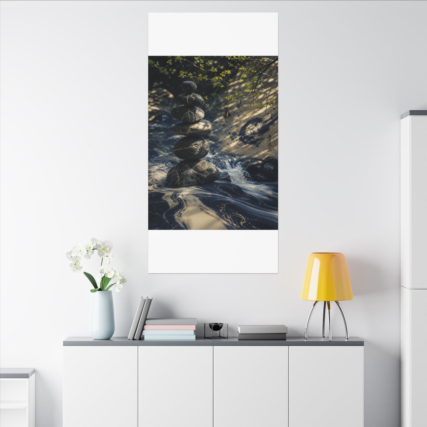 Kintsugi River Stones in Dappled | Broken Beauty Canvas Art