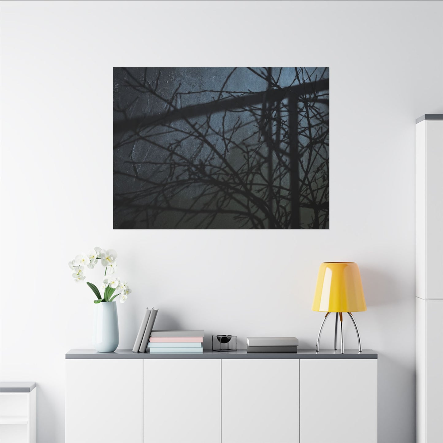 Moonlight Shadow Play Canvas Art - Dark Japandi Shibui