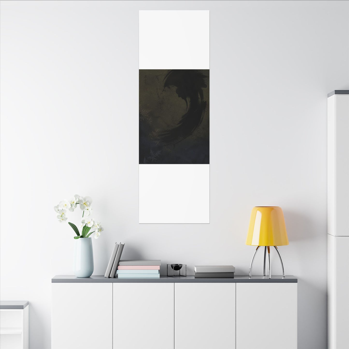 Seijaku Ink Brushstroke Canvas Art - Dark Japandi Moody Minimal