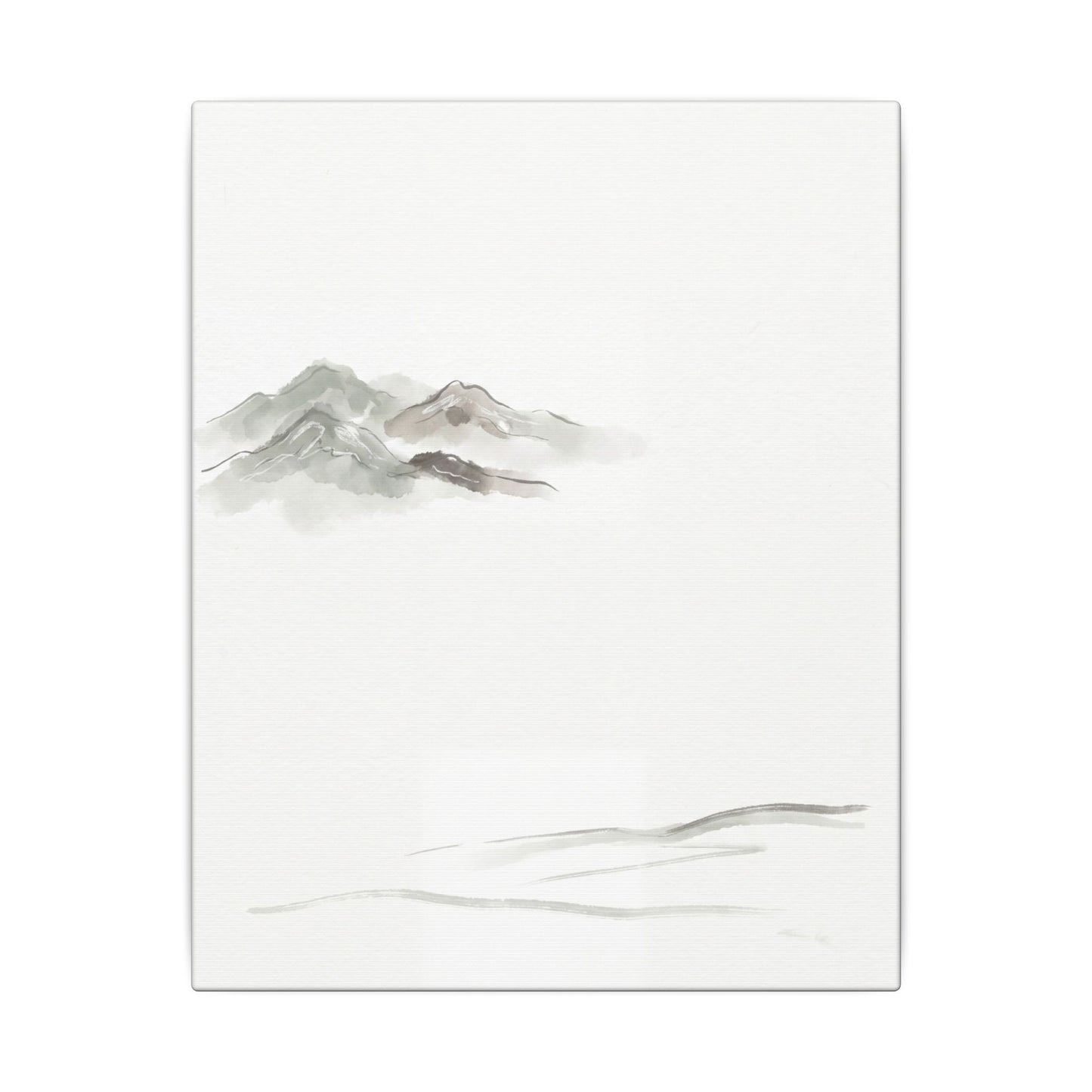 Winter Mountain Mist Minimal Line Canvas Art | Elegant Decor